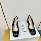 Miss Dior Paris Slingback Pump In Glossy Black Lambskin 111024