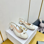 CD Ballet Slingback Pump 35MM In White Quilted Calfskin 111037
