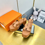 HM Platform Slingback Brown Calfskin 370755