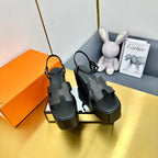 HM Platform Slingback Black Calfskin 370757