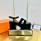 HM Platform Slingback Black Suede 370758