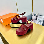 HM Platform Slingback Red Suede 370759