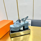 HM Platform Slingback Blue Suede 370763