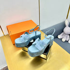 HM Platform Slingback Blue Suede 370763