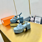 HM Platform Slingback Blue Suede 370763