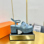 HM Platform Slingback Blue Suede 370763