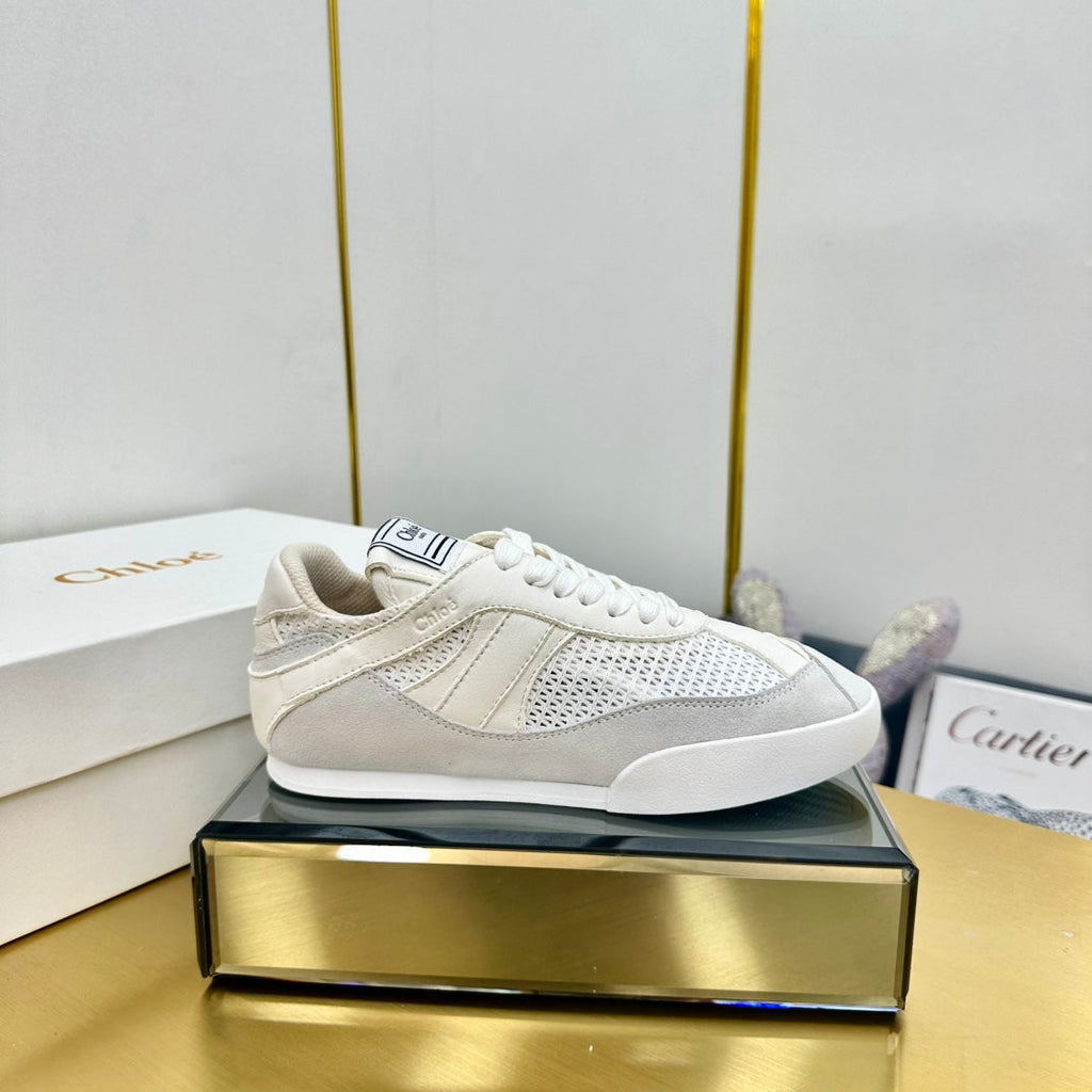 Choloe Kick Sneaker White Mesh Grey Suede