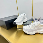 DAD SNEAKER IN WHITE LAMBSKIN AND SUEDE