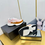 DAD SNEAKER IN LIGHT PINK LAMBSKIN AND GINGER ORANGE SUEDE