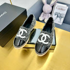 CC 25s Slip–on Espadrilles Black/White Wool 297818