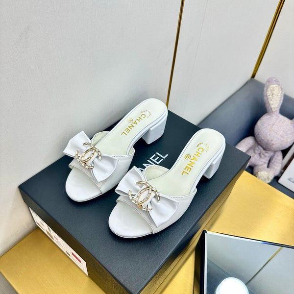 cc 25 bow mule sandal 50mm white sheepskin 238475
