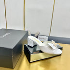 cc 25 bow mule sandal 50mm white sheepskin 238475