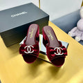 CC 25 Mid Heel Mules Burgundy Red Velvet 23847