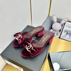 cc 25 bow mule sandal 50mm burgundy velvet 238479