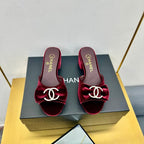 cc 25 bow mule sandal 50mm burgundy velvet 238479