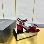 cc 25 bow sandal 50mm burgundy velvet 238484