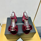 CC 25 Sandal Heels Burgundy Red Velvet 238484