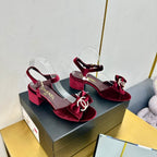 cc 25 bow sandal 50mm burgundy velvet 238484