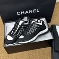 CC Sneaker Black Mix White Calfskin And Silk Parachute Fabric 947509