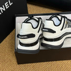 CC Sneaker White Mix Black Calfskin And Silk Parachute Fabric 947510