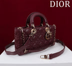 medium lady d-joy 26 burgundy lambskin