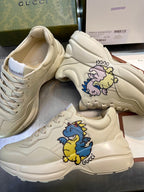 GG Men's Rhyton Sneaker Milk White Sticker Calfskin 524495