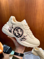 GG Men's Rhyton Sneaker Milk White Calfskin 524496