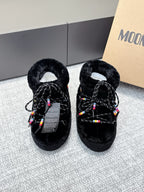 Moon Boot Icon Low Fur Black Leather Faux 515589