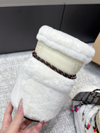 Moon Boot Icon Low Faux Fur White with Beaded Brown Laces 515590