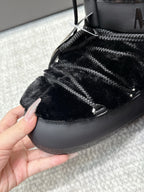 Moon Boot Icon Low Fur Black Leather Faux Fur 515592