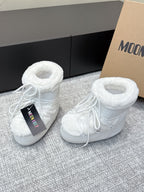 Moon Boot Icon Low Fur White Leather Faux Fur 515593
