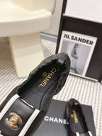 CC Ballet Flats White Black Soft Leather 721500