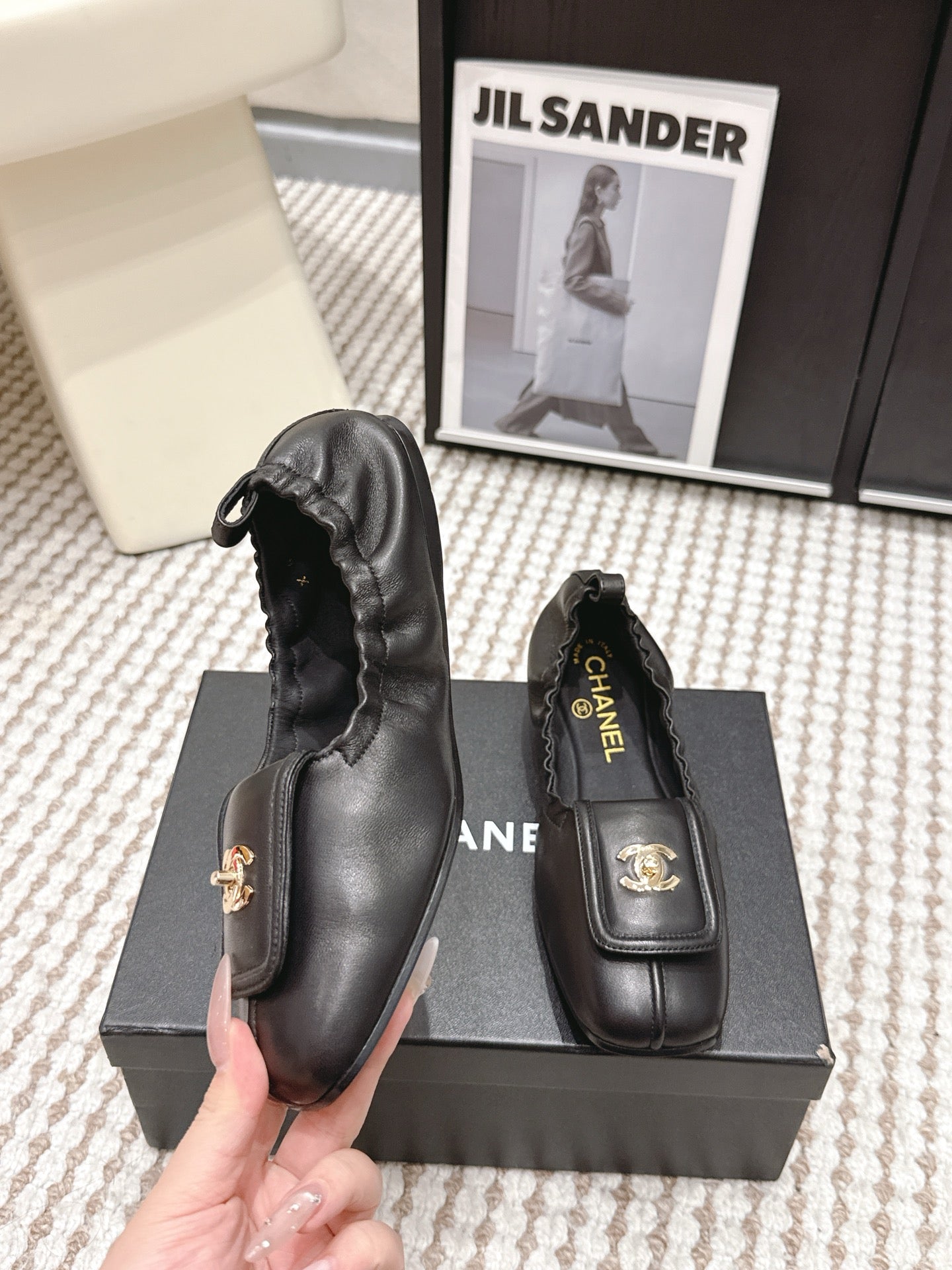CC Ballet Flats Full Black Soft Leather 721502