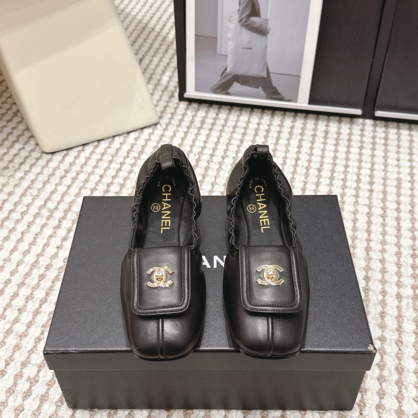 CC Ballet Flats Full Black Soft Leather 721502