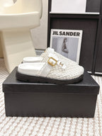 CC Woven Clog White Glossy Leather 721526