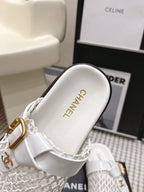 CC Woven Clog White Glossy Leather 721526