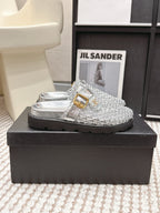 CC Woven Clog Silver Metallic Leather 721529