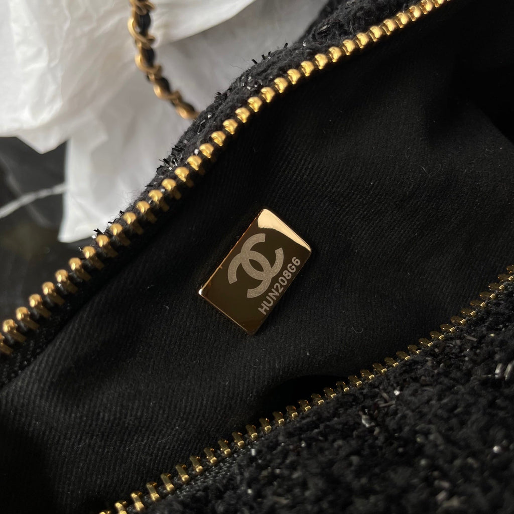 CC 25K Mini Bow Bag 26cm Black Tweed