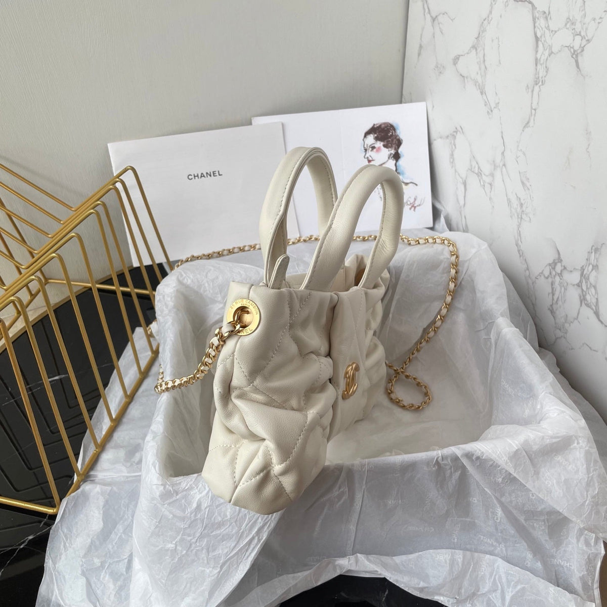 CC 25K Mini Bow Bag 26cm White Calfskin