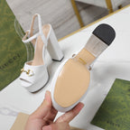 GG Sandales Cuir Noir White