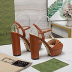GG Sandales Cuir Noir Orange Ginger
