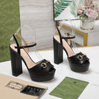 GG Sandales Cuir Noir Black