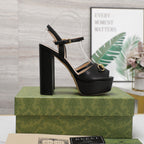 GG Sandales Cuir Noir Black