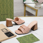 GG High Heels Half Slippers Pink