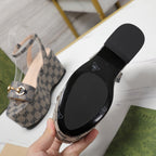 GG  Horsebit Wedges Sandals Grey