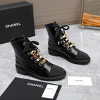CC Ankle Boots 30mm Black Wrinkled Cowhide