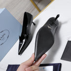 Prada Two-Tone Brushed Pumps 55mm Black Cowhide 456267