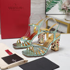 VT 2025 Diamond Heel Sandals Green Cowhide 289514