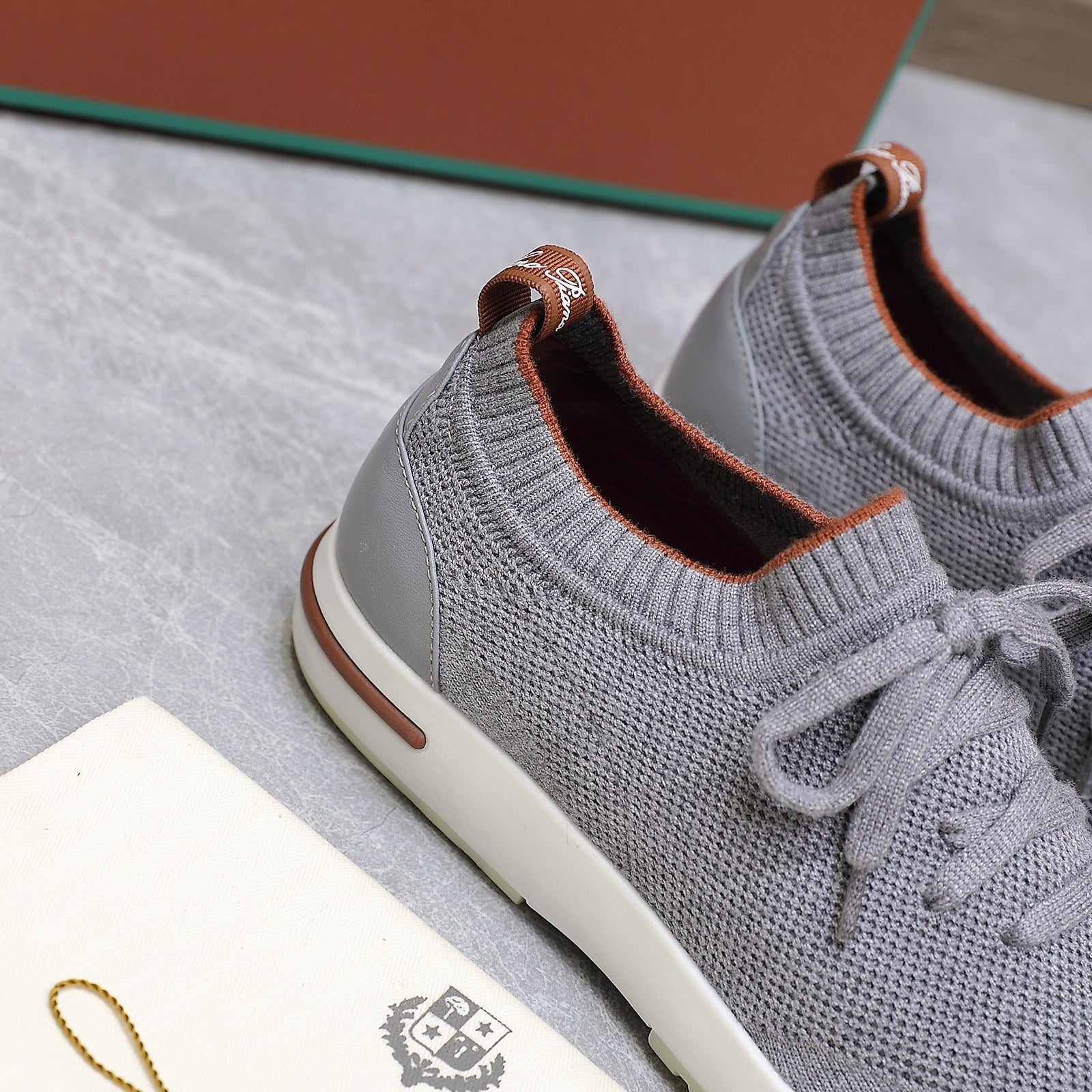 LP lady Flexy Walk Sneaker Gray mix Orange Wool And Calfskin 310448