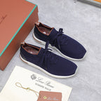 LP lady Flexy Walk Sneaker Navy Blue mix Orange Wool and Calfskin 310450